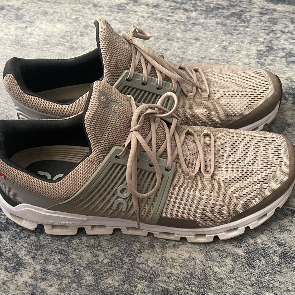 On Running Tan Athletic Shoes with Breathable Mesh